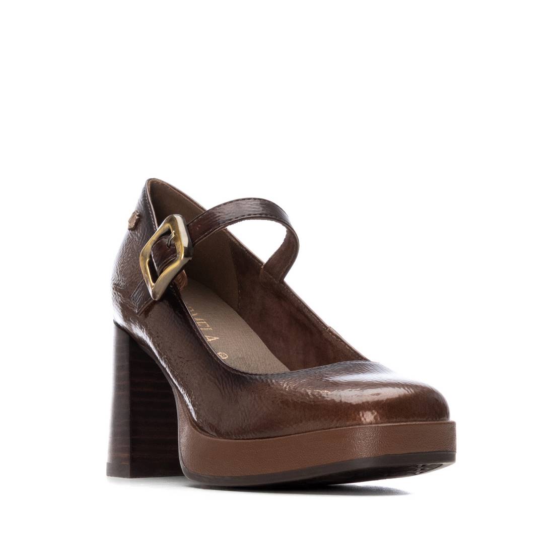 Carmela 16253501 escarpins vernis taupe talon large