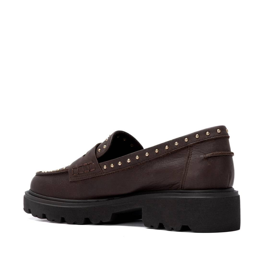 Carmela 16427102 mocassin cuir marron talon bas