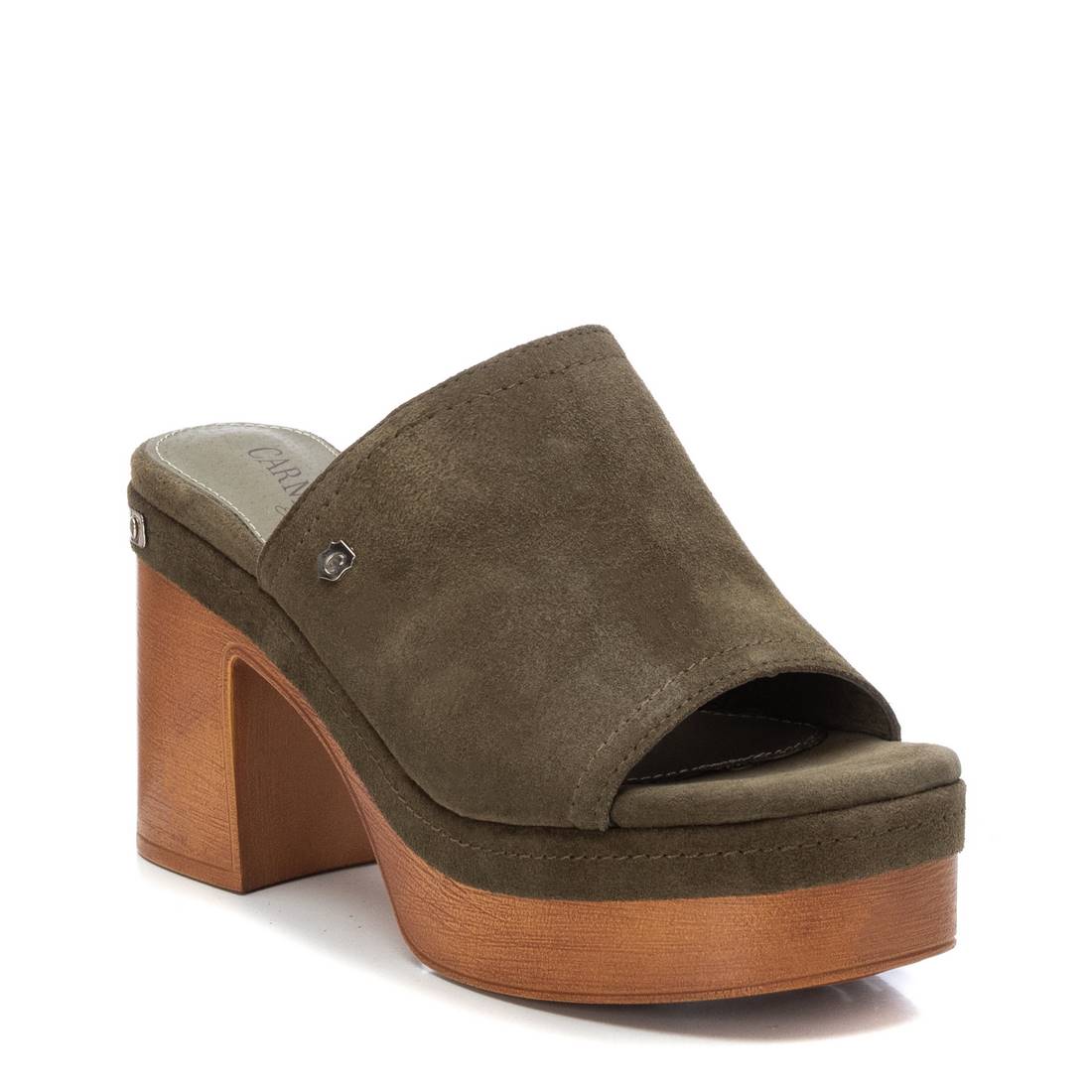 Carmela 16067702 sabot vert cuir talon haut