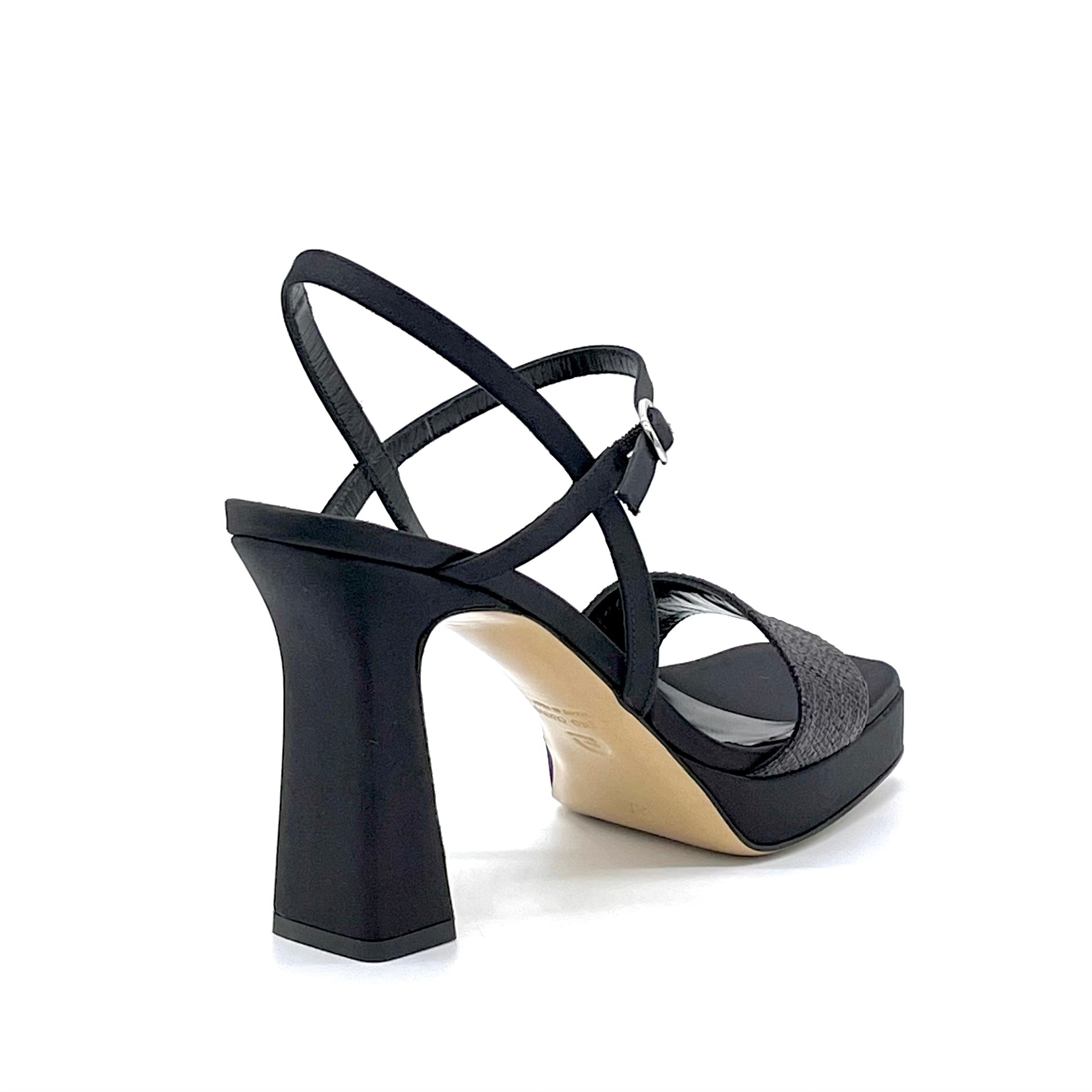 ELATA 13125 sandales soie raphia noir talon 9,5 cm