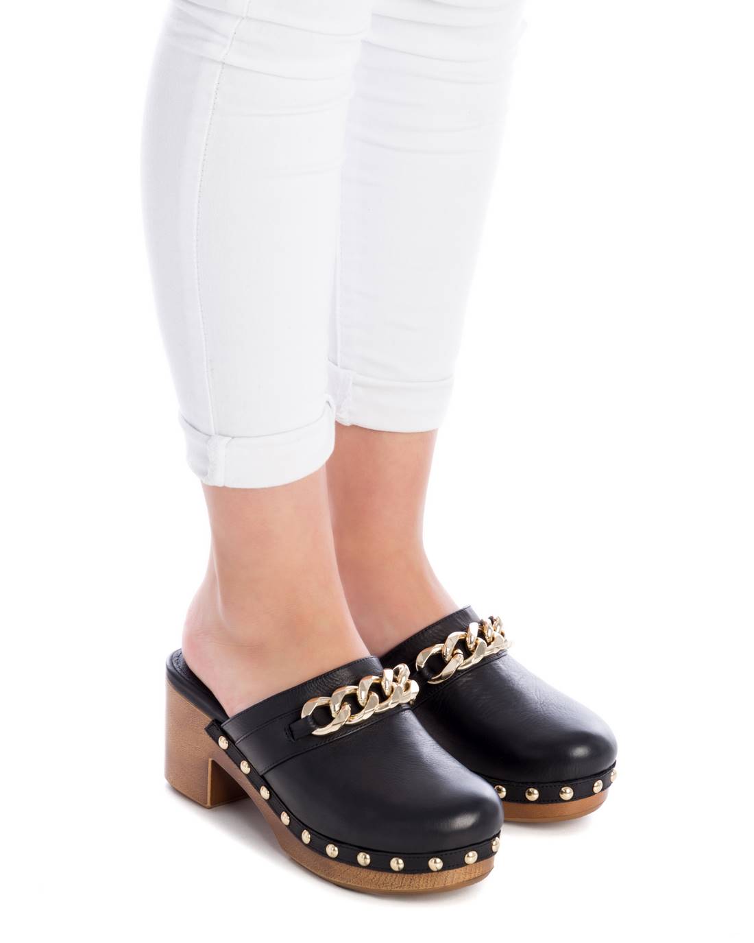 Carmela 16062702 sabot cuir noir talon 7 cm