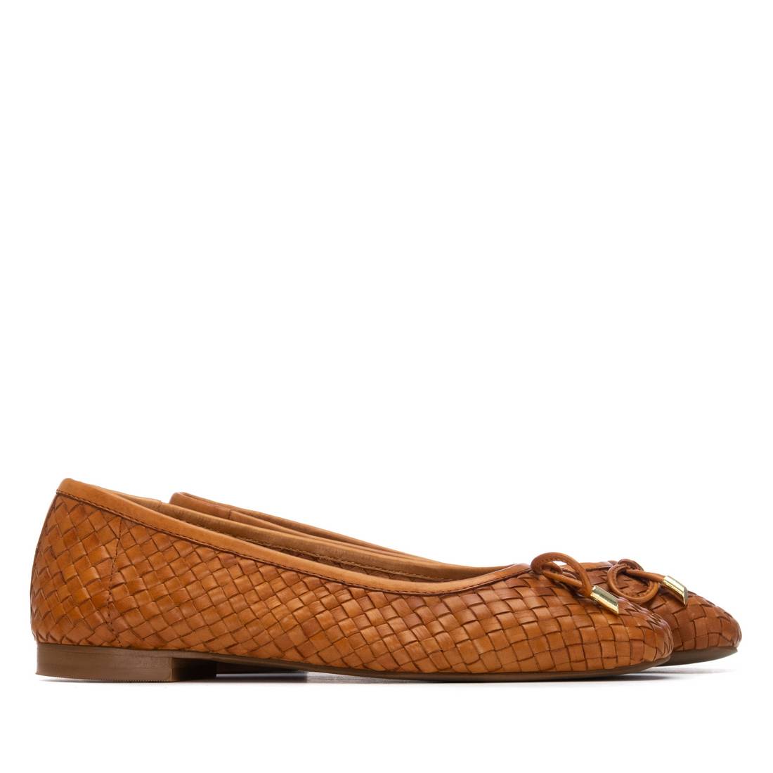 Carmela 16329601 ballerine camel cuir tressée plate