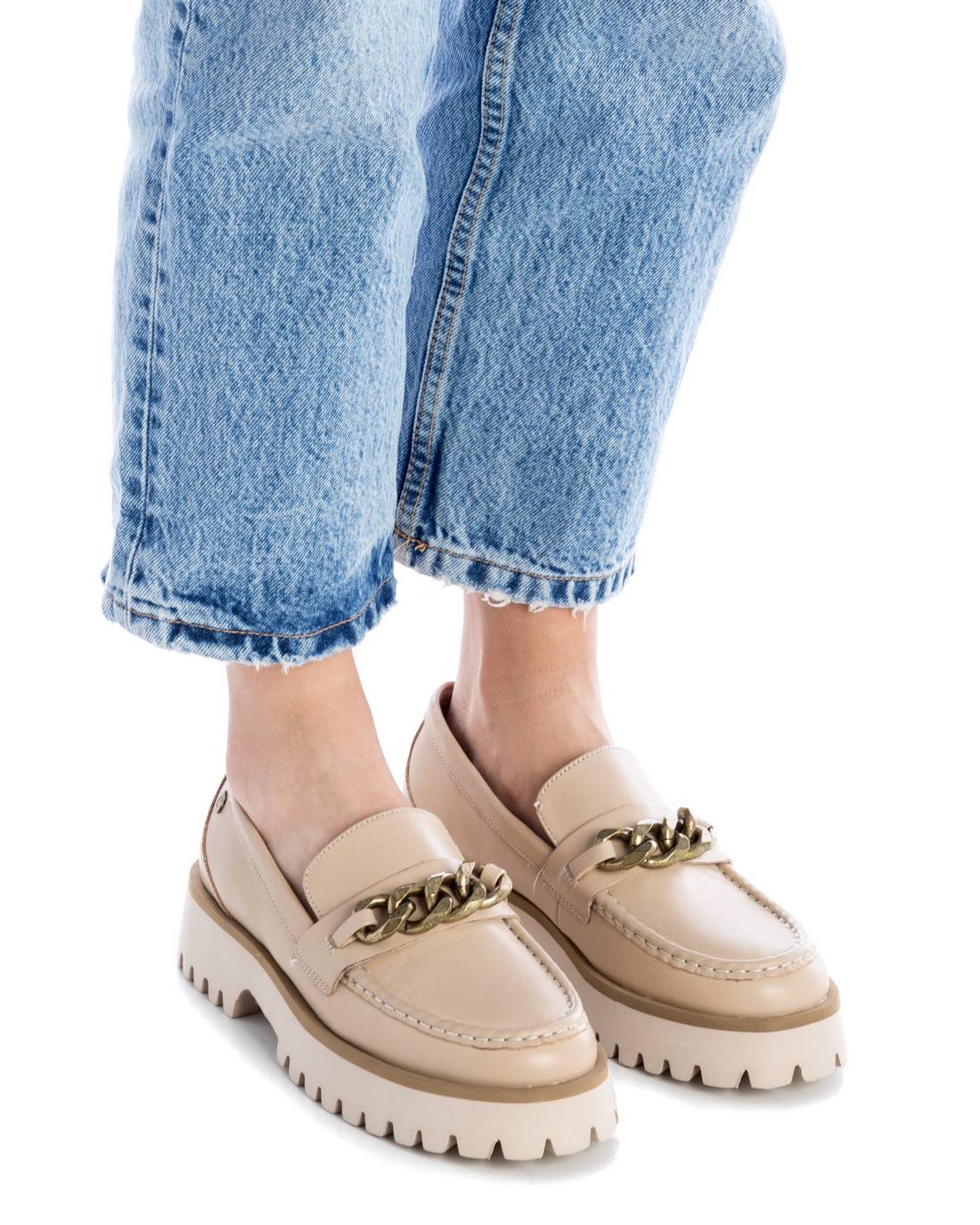 Carmela 16035803 mocassins marron chaîne cuir