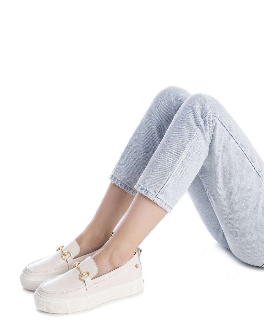 Carmela 16206503 mocassin cuir blanc semelle volume