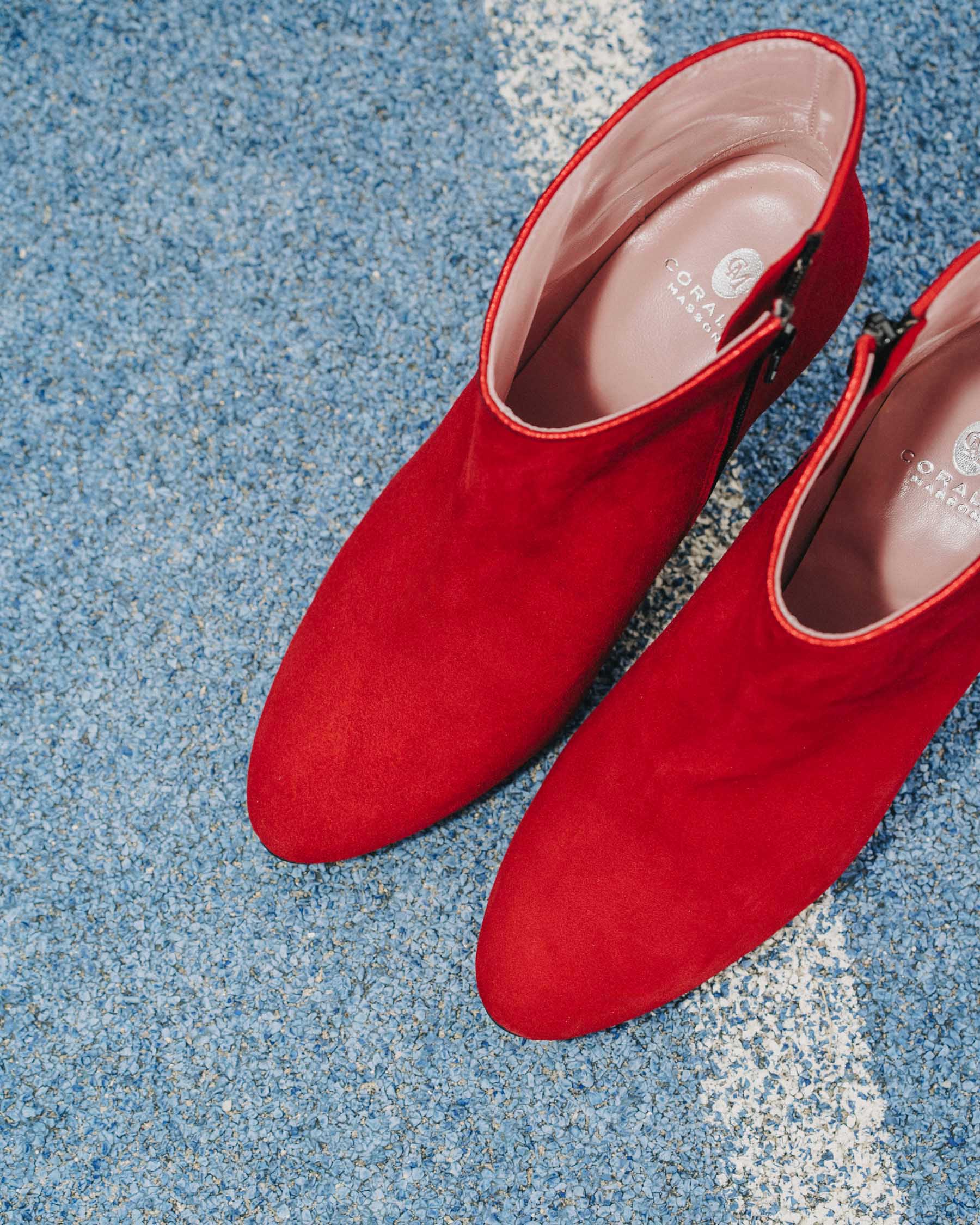 Coralie Masson Emily bottines cuir rouge talon 7,5 cm