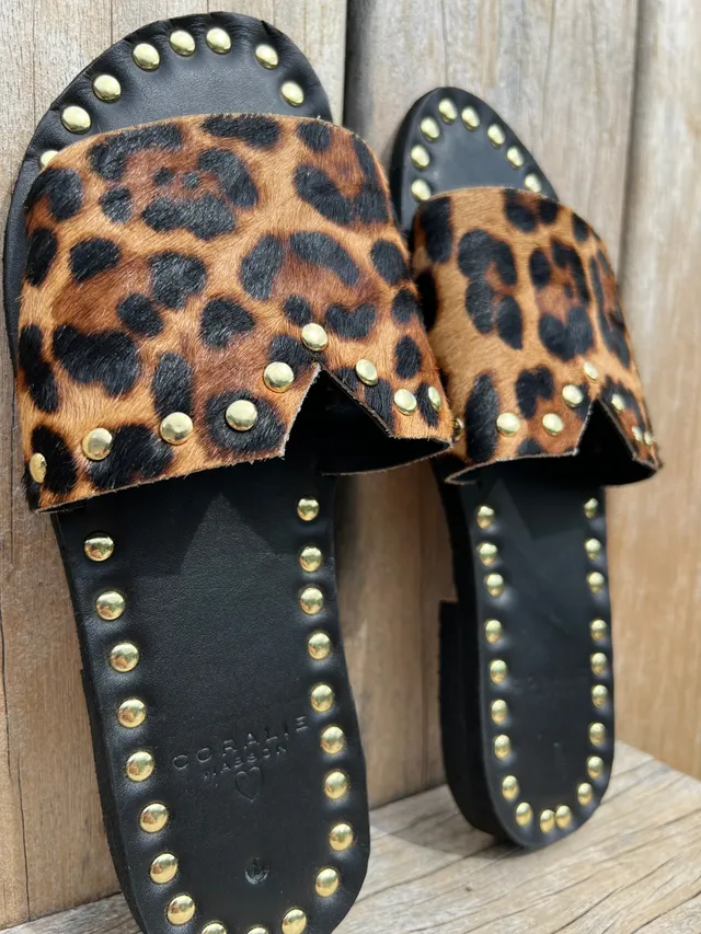 Coralie Masson Makila sandales cuir léopard talon 2 cm