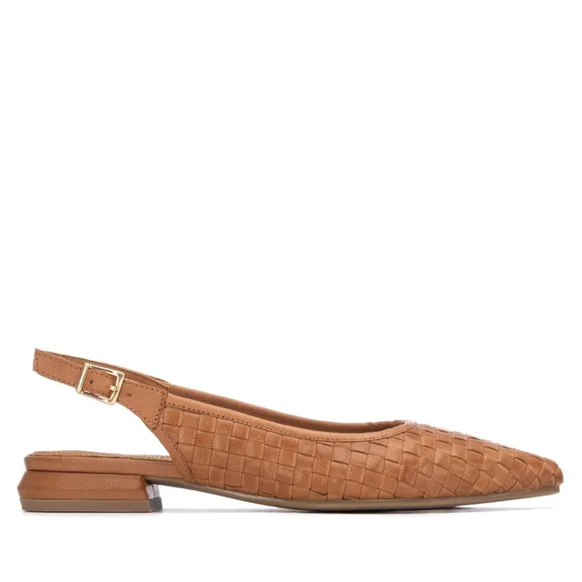Carmela 16317603 sandale femme camel cuir tressé talon bas