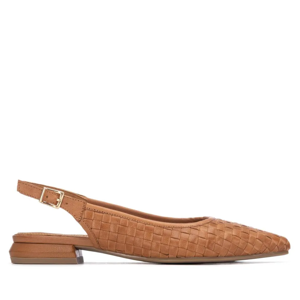 Carmela 16317603 sandale femme camel cuir tressé talon bas