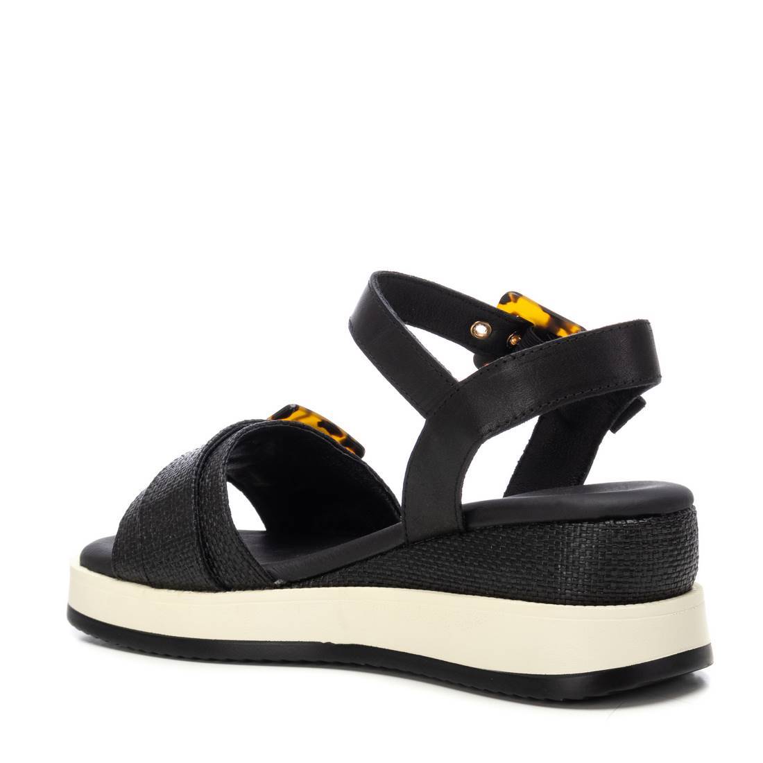 Carmela 16222701 sandale compensee noire rafia 6 cm