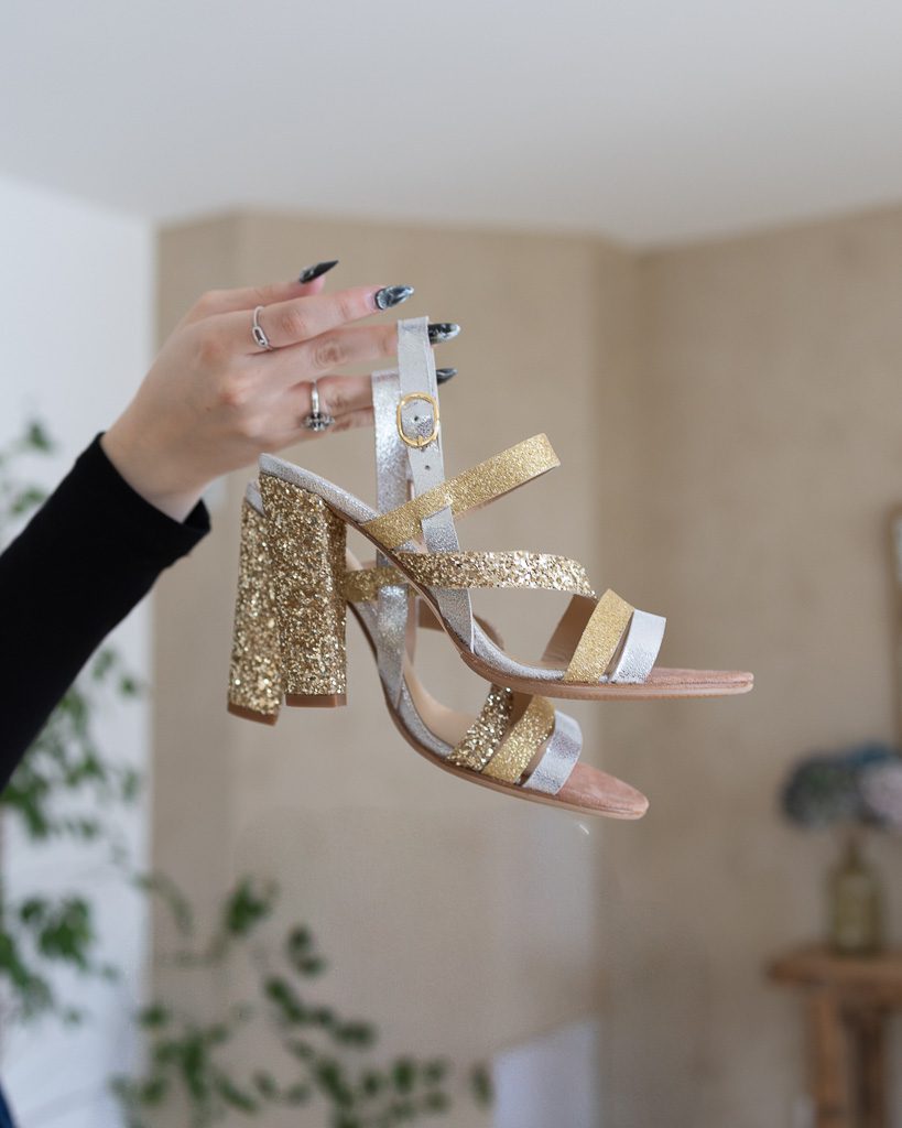 Dessine Moi Un Soulier Emma High sandales hautes doré argent