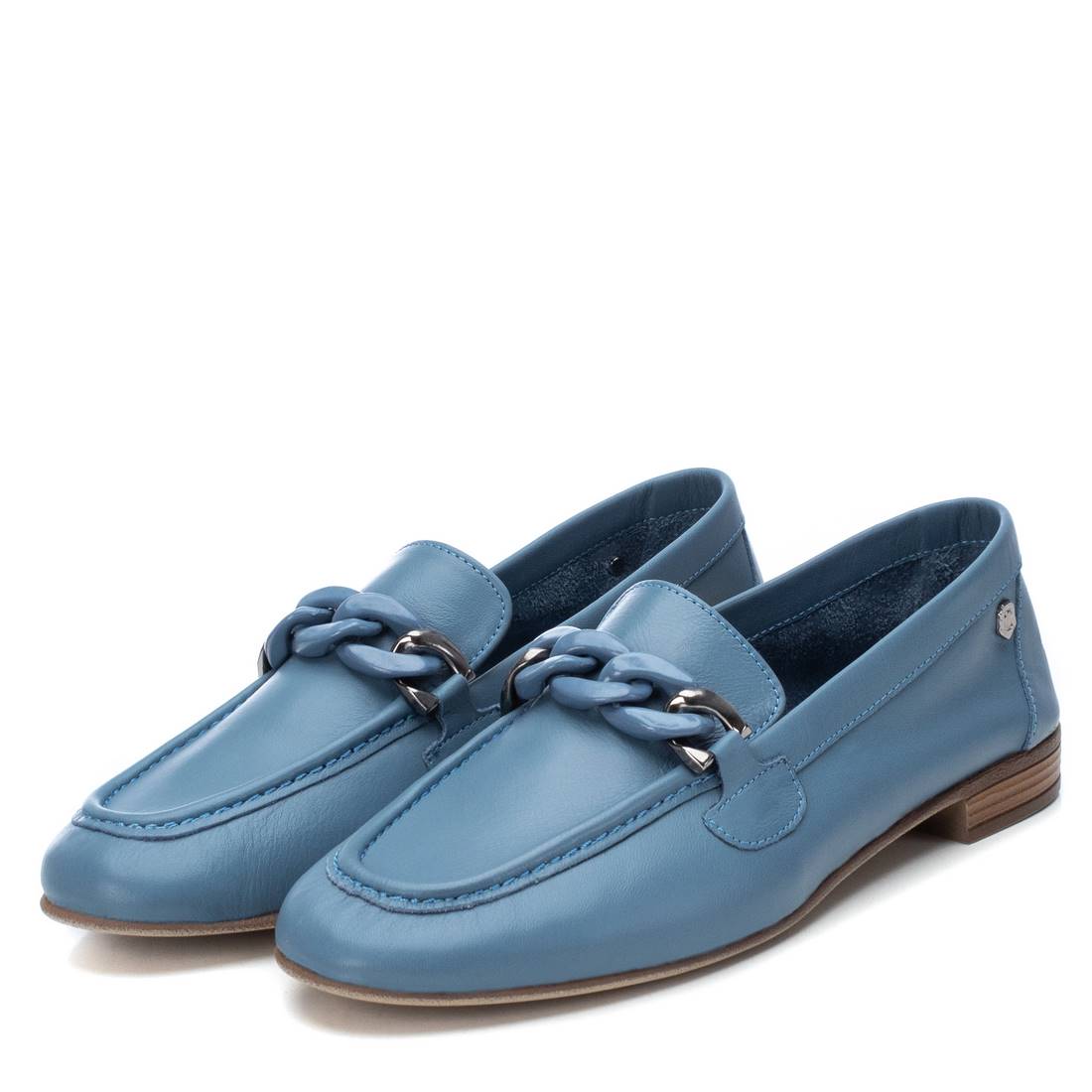 Carmela 16073704 mocassin cuir bleu chaîne