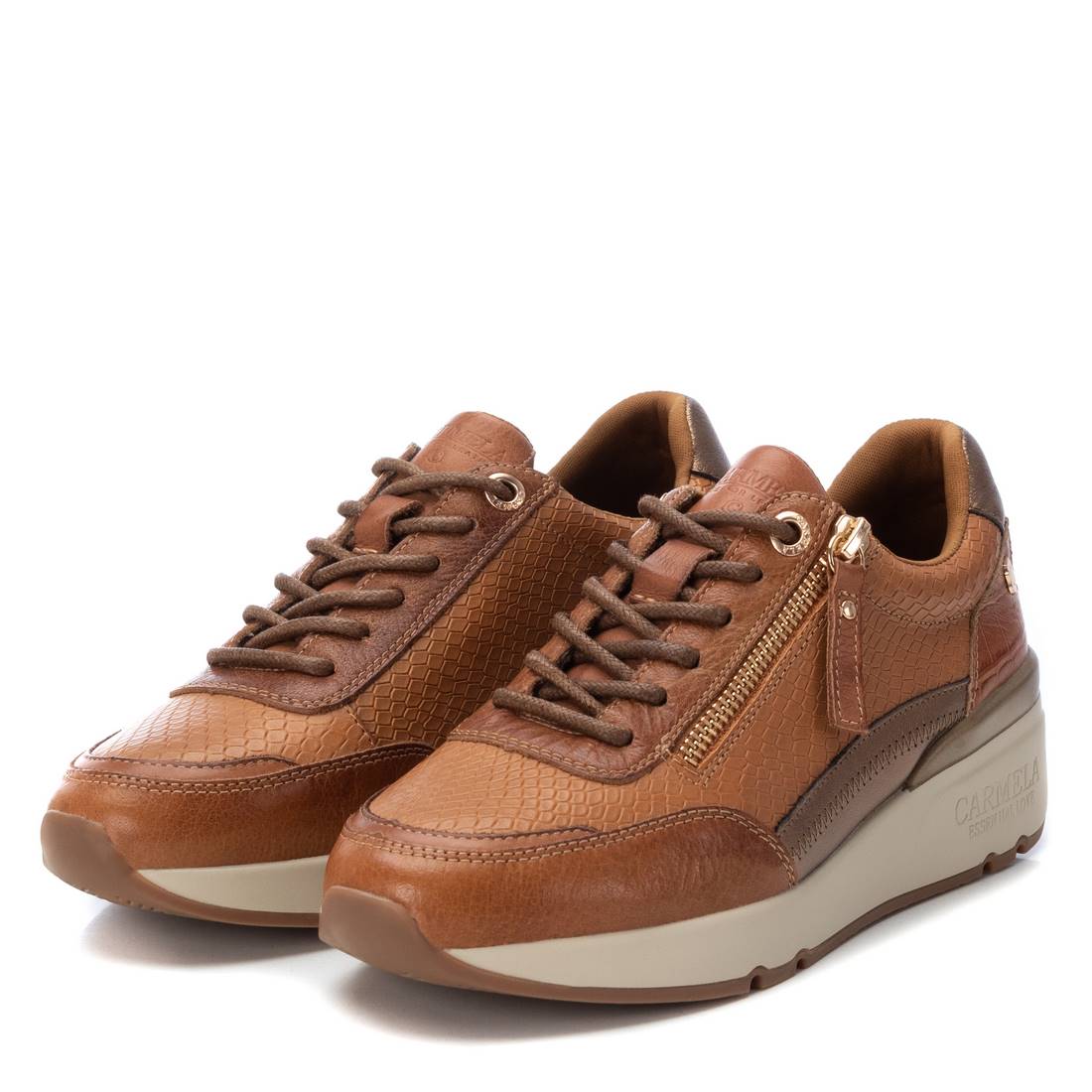 Carmela 16112801 sneaker cuir marron zip