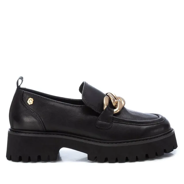 Carmela 16106101 mocassins cuir noir chaîne