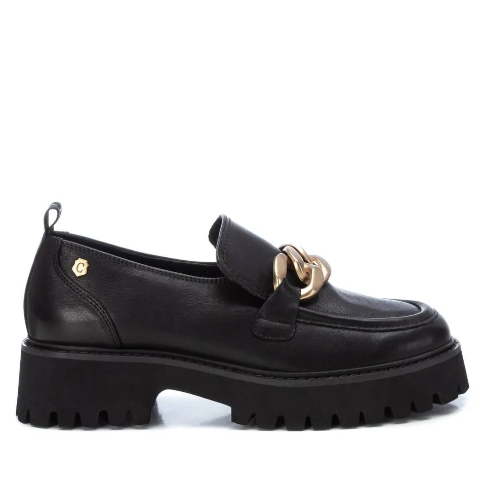 Carmela 16106101 mocassins cuir noir chaîne