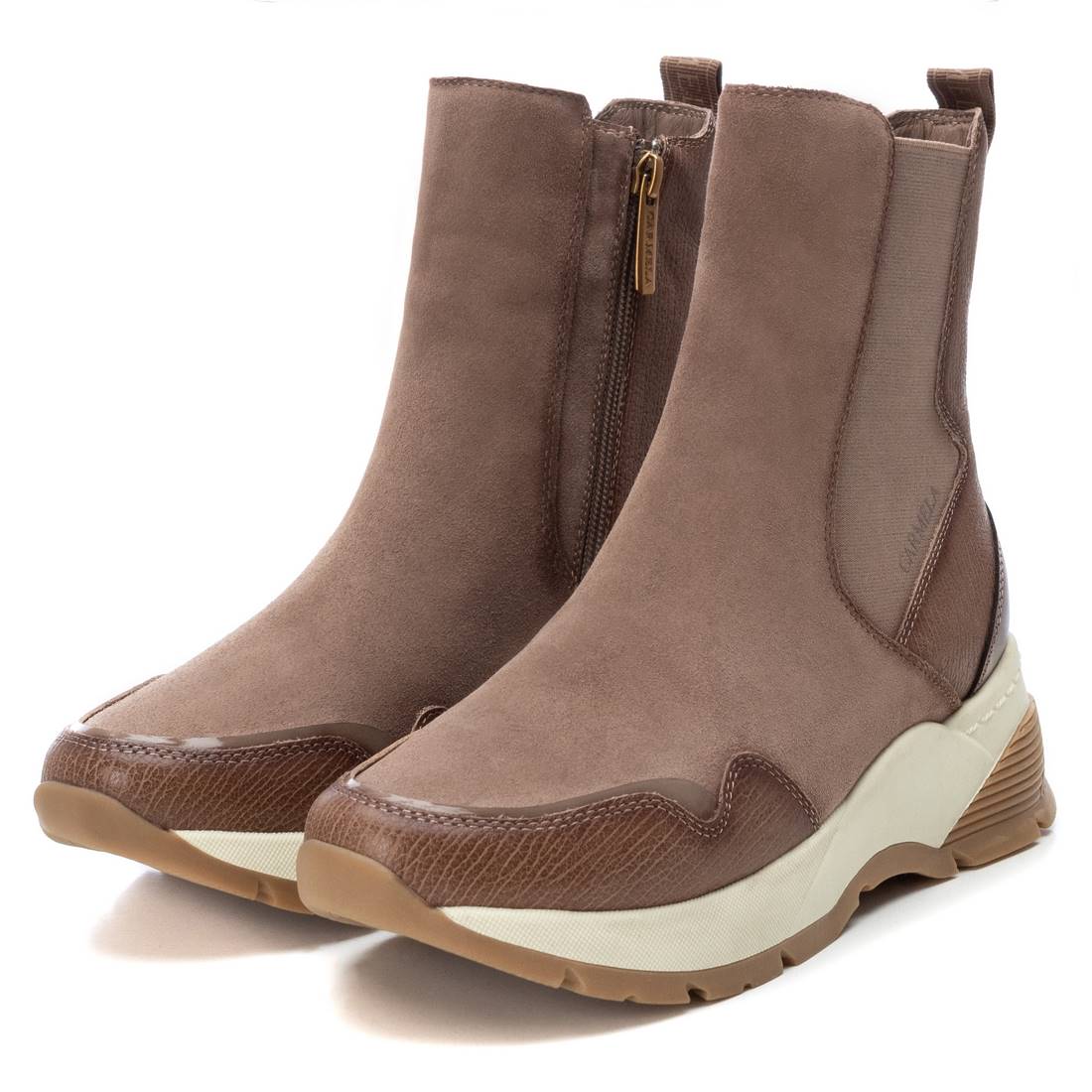 Carmela 16117003 basket montante femme daim marron zip