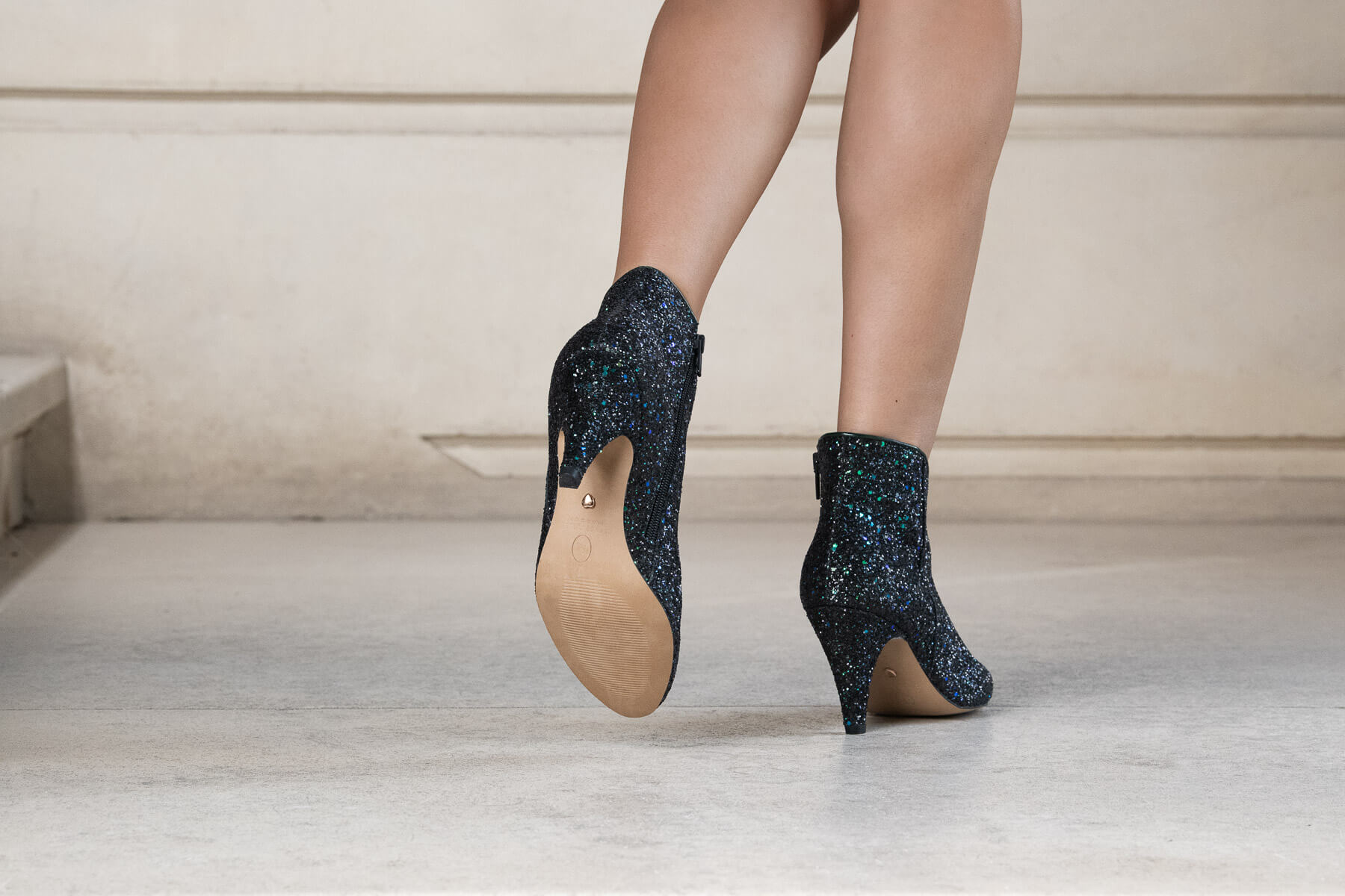 Coralie Masson Louisa bottines glitter noir talon 7 cm