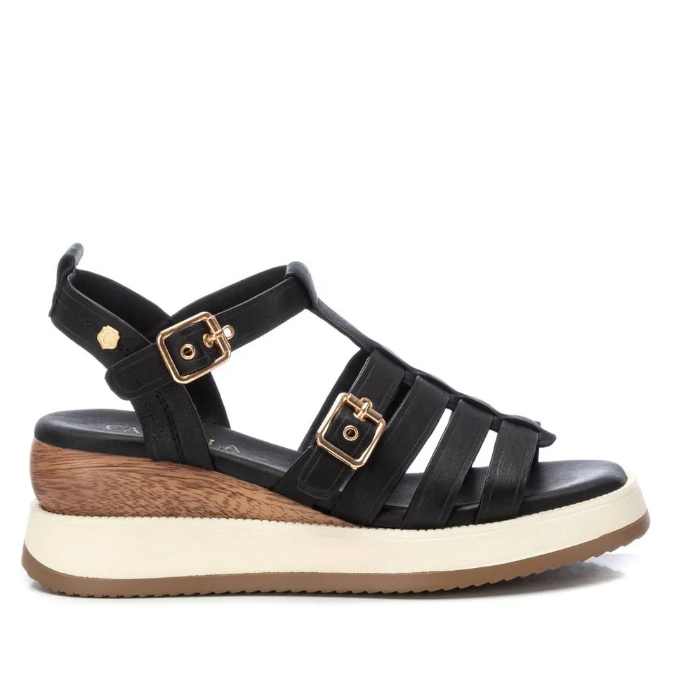 Carmela 16139005 sandale compensée noire cuir
