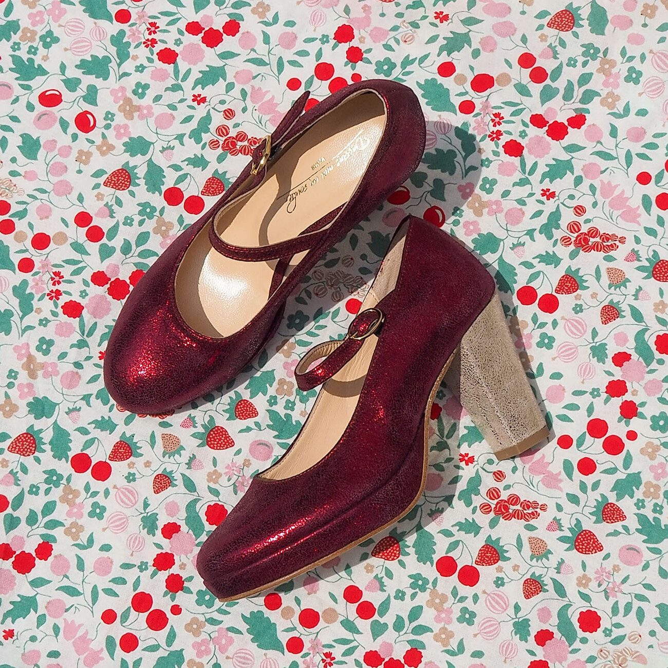 Dessine Moi Un Soulier escarpin plateforme irise grenat champagne 34